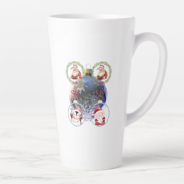 Taza De Café Latte Holiday Characters on a Snowflake Ornament (Derecha)