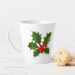Taza De Café Latte Holiday Holly Latte Mug