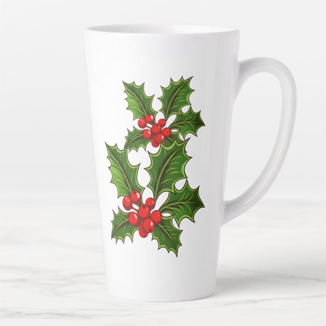 Taza De Café Latte Holiday Holly Latte Mug (Derecha)