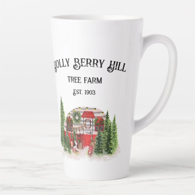 Taza De Café Latte Holly Berry Hill Tree Farm (Derecha)