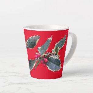 Taza De Café Latte Holly Cust europeo. Red Latte Mug