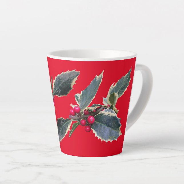 Taza De Café Latte Holly Cust europeo. Red Latte Mug (Ángulo derecho)