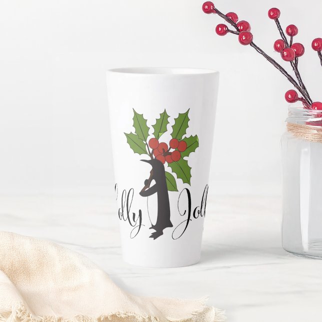 Taza De Café Latte Holly Jolly Cute Funny Penguin Navidades (Subido por el creador)
