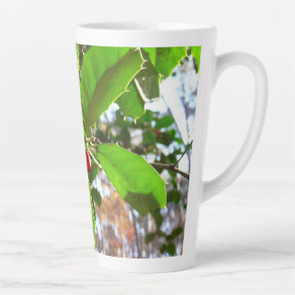 Taza De Café Latte Holly Leaves II Naturaleza de las vacaciones Botán