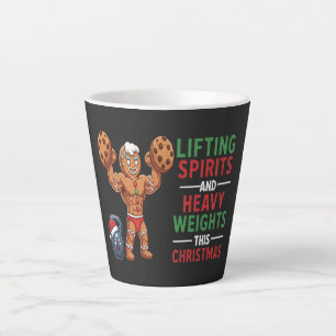 Taza De Café Latte Hombre de Jengibre Divertido Levantando Pesas Navi