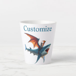 Taza De Café Latte Hombre-Murciélago montando tiburón aterrador Thund