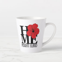 Taza De Café Latte HOMe Merritt Island rojo hibiscus pequeño