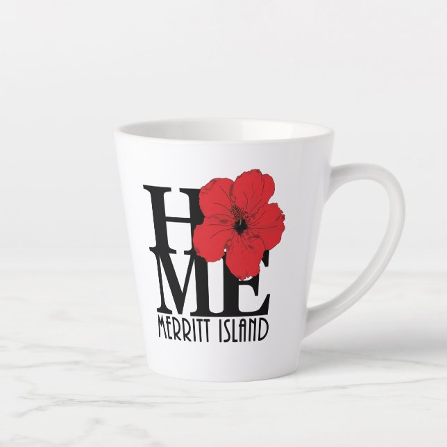 Taza De Café Latte HOMe Merritt Island rojo hibiscus pequeño (Derecha)