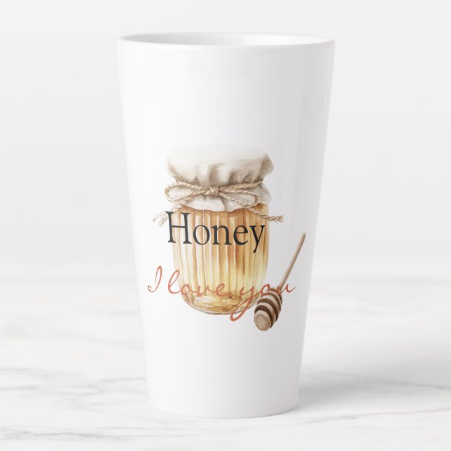Taza De Café Latte Honey, I Love You (Anverso)
