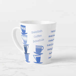 Taza De Café Latte Horario del café sueco - Latte Mug - Azul