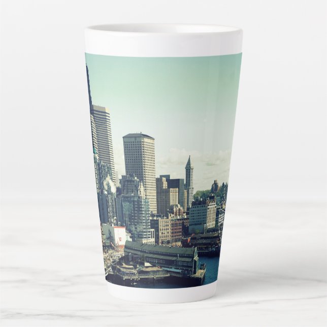 Taza De Café Latte Horizonte de Seattle (Anverso)