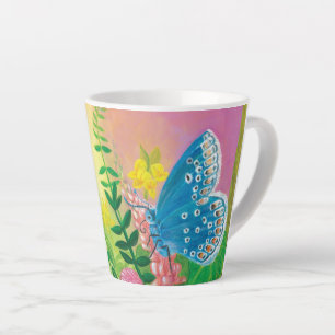 Taza De Café Latte Hormiga, caracol y la mariposa azul de Chapman peq