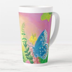 Taza De Café Latte Hormiga, caracol y mariposa azul de Chapman