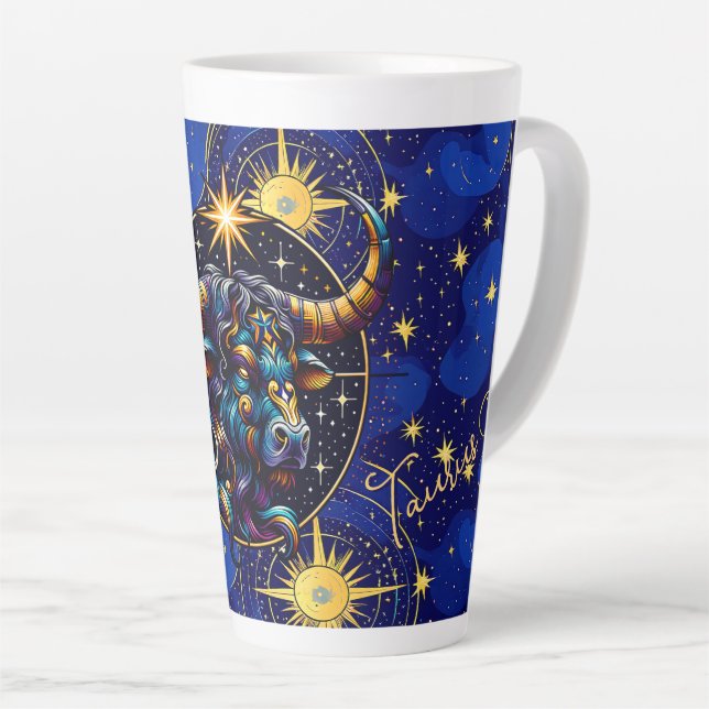Taza De Café Latte Horoscopio Rótulo Taurus Zodiac Astrología (Ángulo derecho)