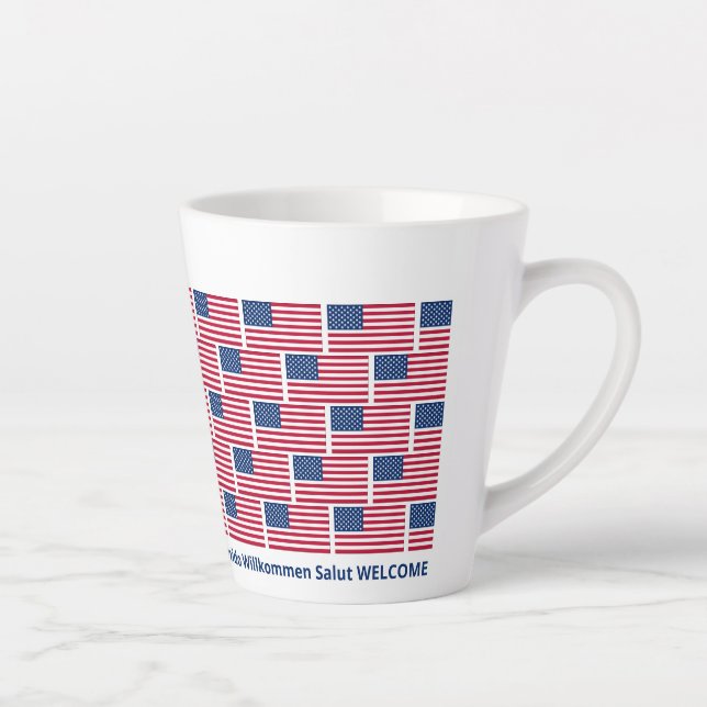 Taza De Café Latte Hospitalidad Patriótica Bandera de Estados Unidos (Derecha)