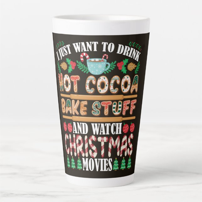 Taza De Café Latte Hot Cocoa, Baking & Christmas Movies (Anverso)