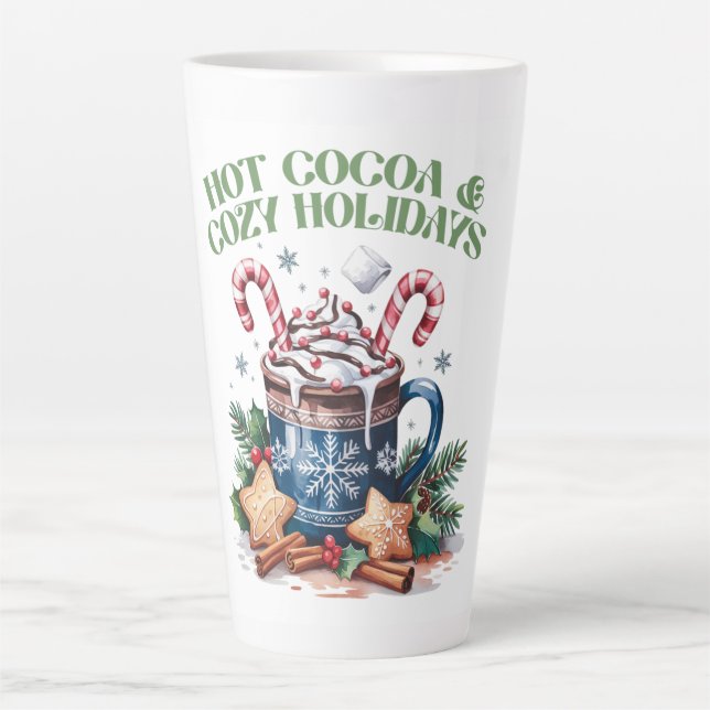 Taza De Café Latte Hot Cocoa & Cozy Holidays (Anverso)