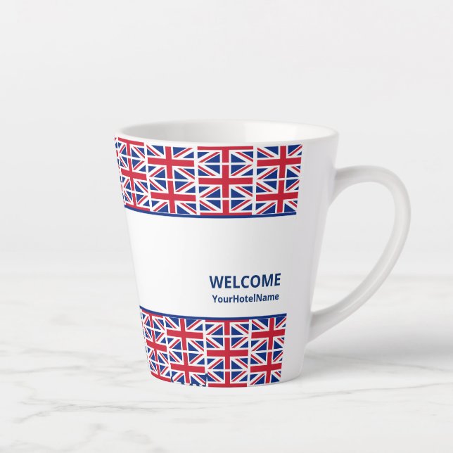 Taza De Café Latte Hotel personalizado Union Jack (Derecha)