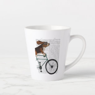 Taza De Café Latte Hound Basset en la bicicleta