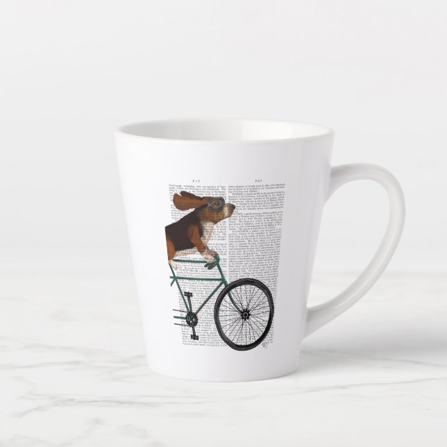 Taza De Café Latte Hound Basset en la bicicleta (Derecha)
