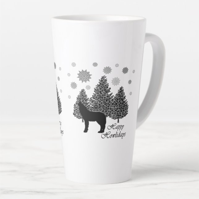 Taza De Café Latte Howlidays Leopard Pattern Snow (Ángulo derecho)