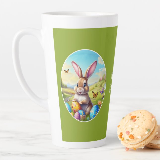 Taza De Café Latte Hübscher Osterhase in Landschaft -  (In situ)