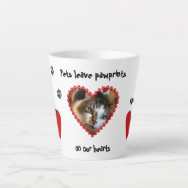 Taza De Café Latte Huellas fotográficas Mascotas en nuestro corazón