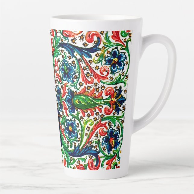 Taza De Café Latte Huellas Jewel Manuscript Medieval Flowlls Scrolls (Derecha)