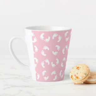 Taza De Café Latte Huellas para bebés, pies para bebés, pasos, Chica
