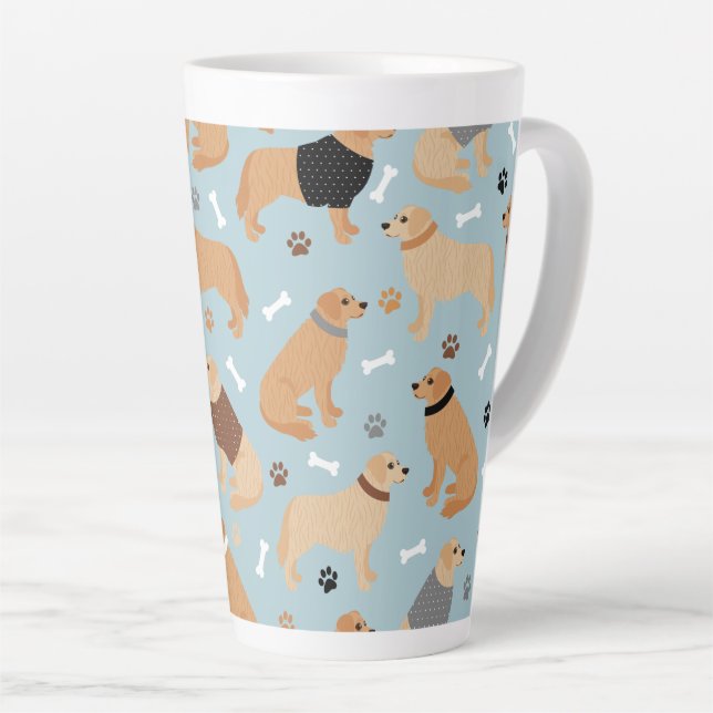 Taza De Café Latte Huesos y patas de Golden Retriever (Ángulo derecho)