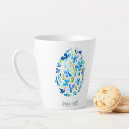 Taza De Café Latte Huevo azul floral de Pascua