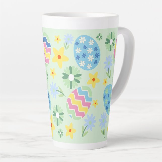 Taza De Café Latte Huevo de Pascua Floral (Ángulo derecho)