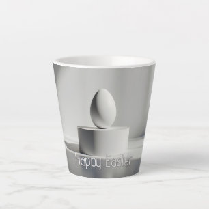 Taza De Café Latte Huevo de Pascua minimalista sobre pedestal moderno