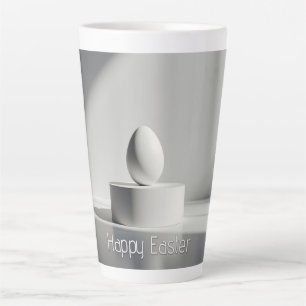 Taza De Café Latte Huevo de Pascua minimalista sobre pedestal moderno