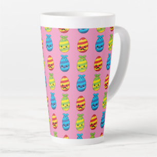 Taza De Café Latte Huevos de Pascua de Kawaii con cintas