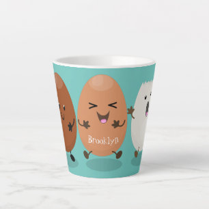 Taza De Café Latte Huevos kawaii lindo ilustracion personalizado dive