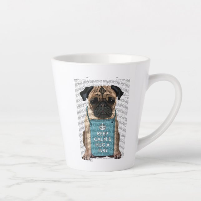 Taza De Café Latte Hug a Pug (Derecha)