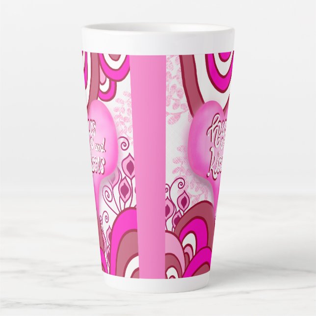 Taza De Café Latte Hugs & Kisses Retro Heart Latte Mug (Anverso)
