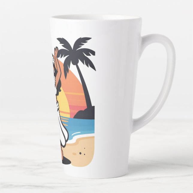 Taza De Café Latte Hula dance beach party sunset tropical island art (Derecha)