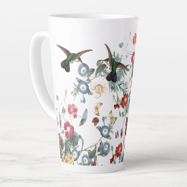 Taza De Café Latte Hummingbird Mariposa Jardín Flor Latón (Ángulo izquierdo)