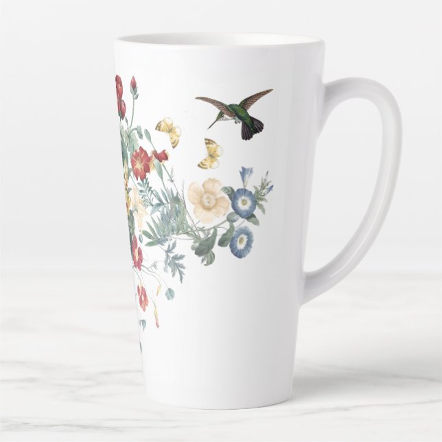 Taza De Café Latte Hummingbird Mariposa Jardín Flor Latón (Derecha)