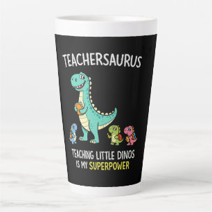 Taza De Café Latte Humor de Teachersaurus con pequeños dinosaurios