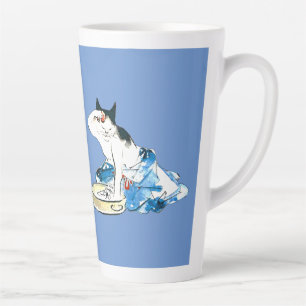 Taza De Café Latte Humorístico baño de gato japonés