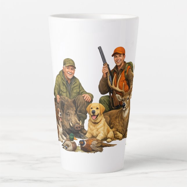 Taza De Café Latte Hunting trophies with dogs outdoor hunter gift (Anverso)