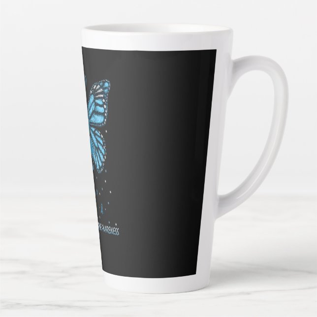 Taza De Café Latte Huntington's Disease Awareness Butterfly (Derecha)
