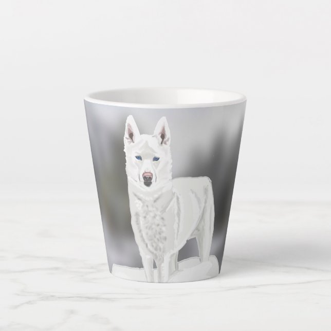 Taza De Café Latte Husky blanco (Anverso)