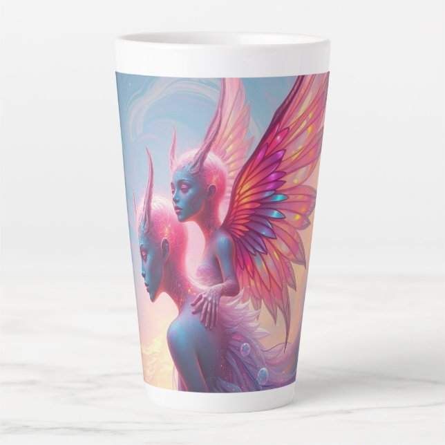 Taza De Café Latte Hüterinnen des Himmels – Elara & Vireya (Anverso)