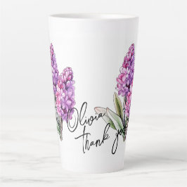 Taza De Café Latte Hyacinth "¡Gracias!" Eslogan y nombre editables