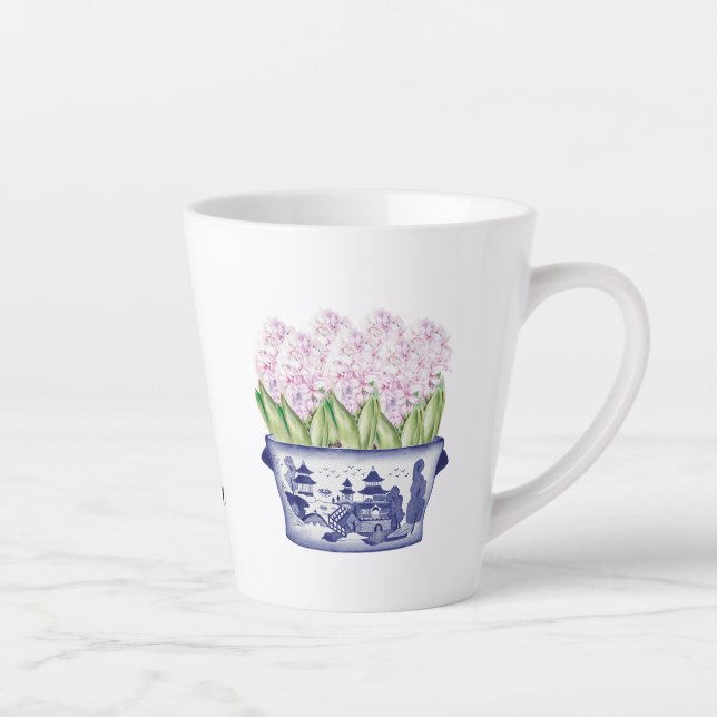 Taza De Café Latte Hyacinths rosados en cerámica de planter Chinoiser (Derecha)