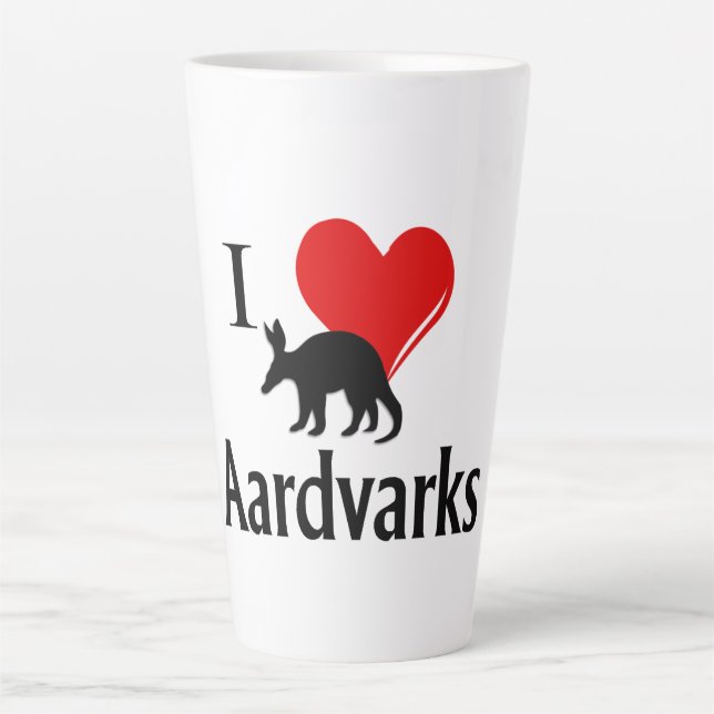 Taza De Café Latte I Heart Aardvarks (Anverso)